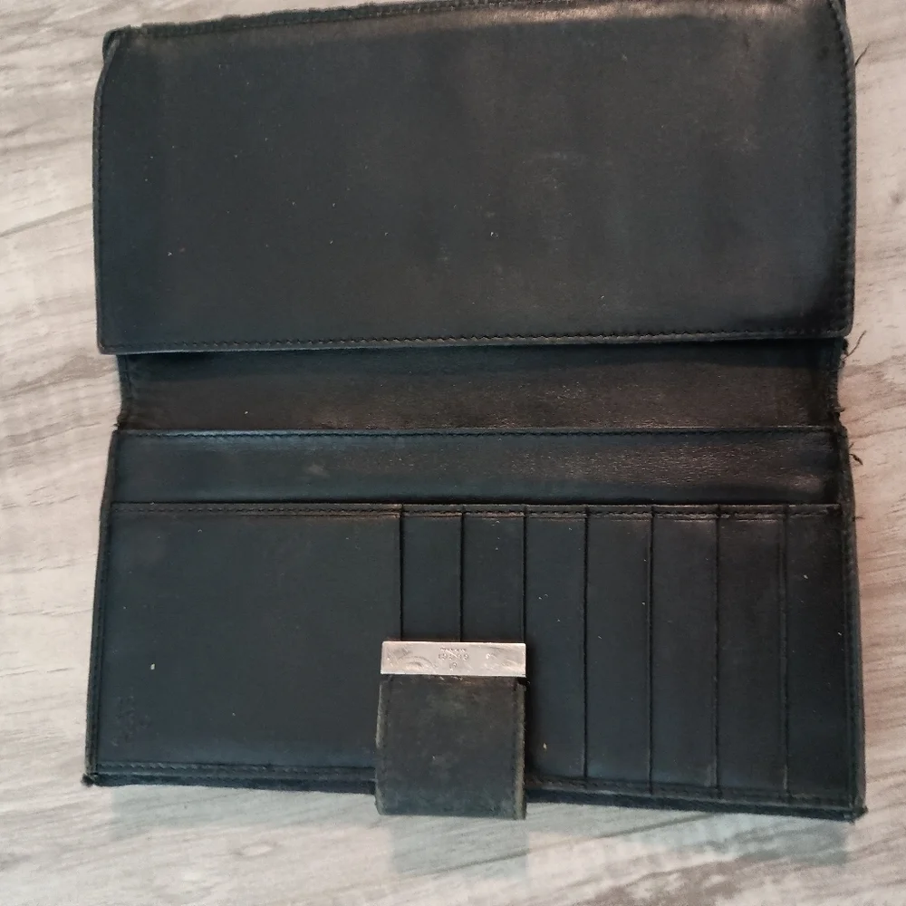 Authentic Gucci Denim Black GG Supreme Long Wallet